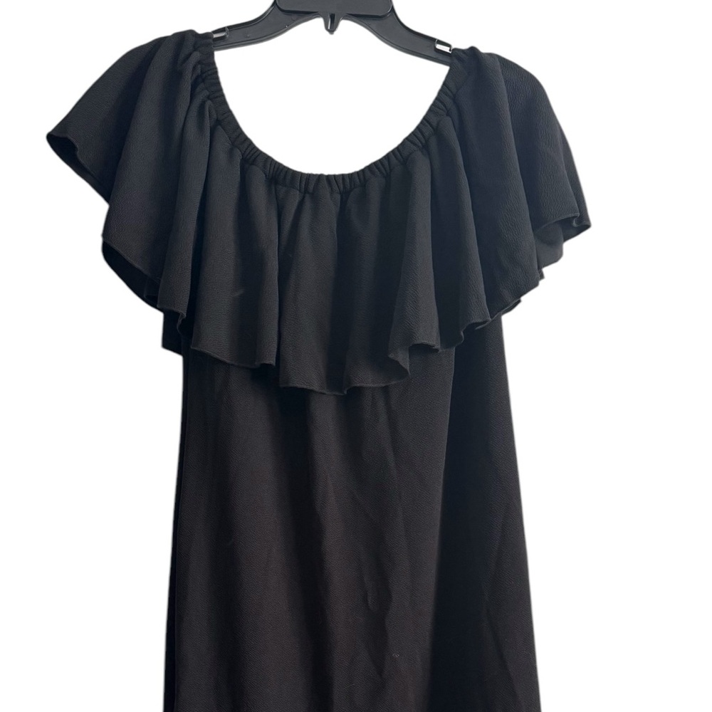 LulaRoe CiCi Black Sleeveless Ruffle Collar & Hem Dress XL